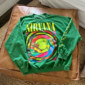 Urban Outfitters NIRVANA oversized smile crew sweatshirt